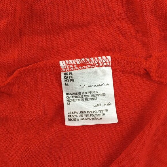 NWT INC Linen Blend Sleeveless Petite LARGE Top Henley lace Up Red Knit - Picture 11 of 11